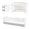 Bed MiniMAX NEW white+stone grey Variant A /teen bed; study desk; cupboard/